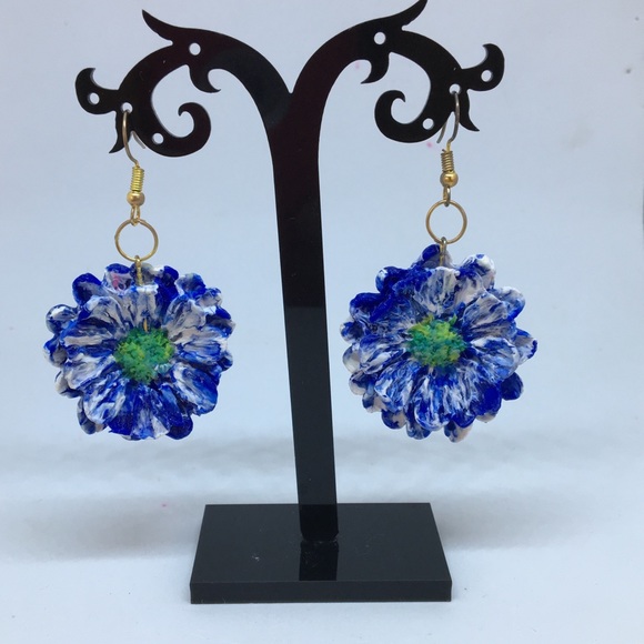 Unique Handmade Polymer Clay Blossom Earrings - Picture 1 of 8